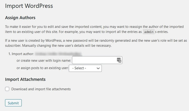 Importieren Sie WordPress-Autoren und -Anhänge