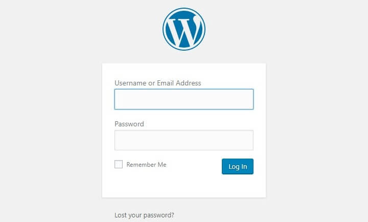 wordpress giriş ekranı