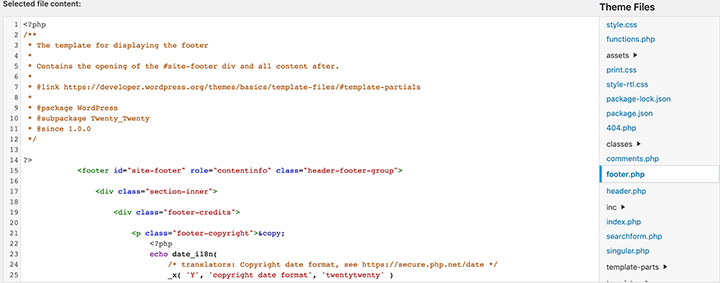 footer.php 파일 열기