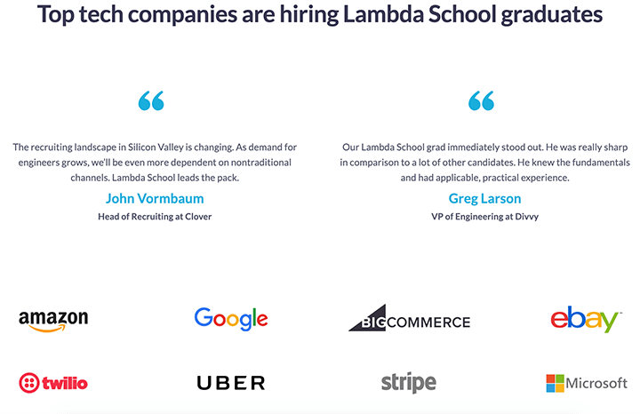 Lambda School 社会证明