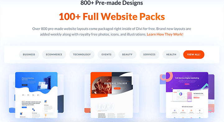 Packs de sites Web Divi