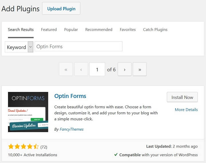 caută formulare optin plugin wordpress