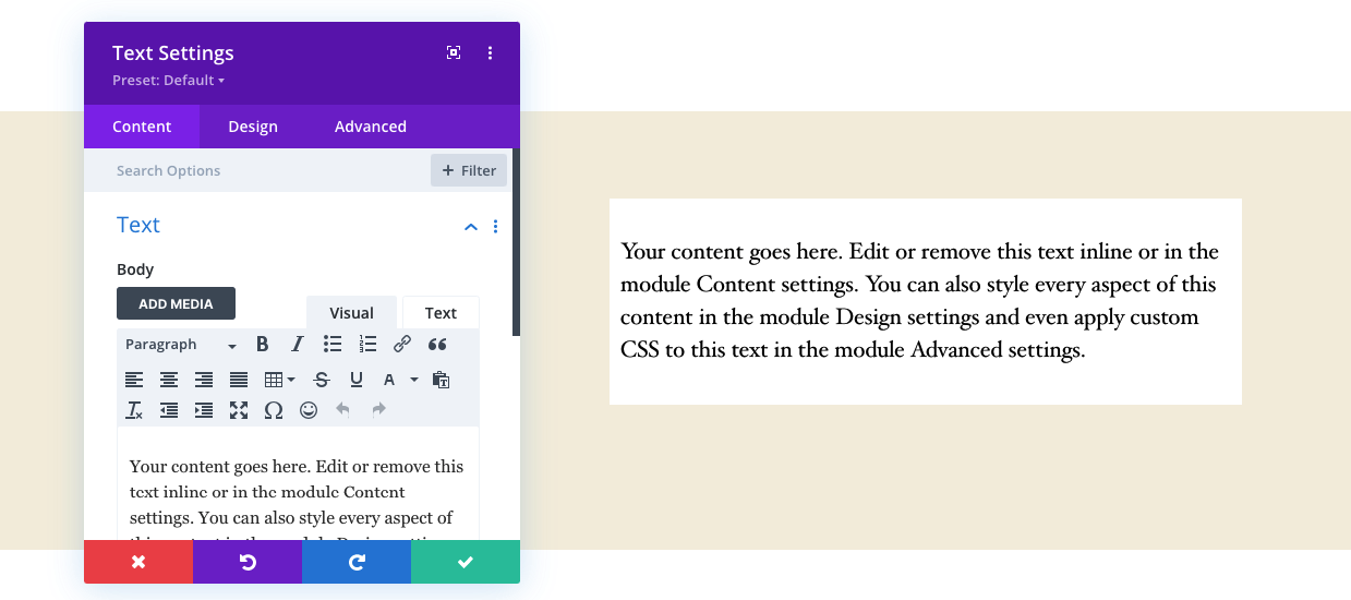 Divi vs Elementor: การควบคุมข้อความ Divi