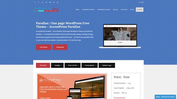 Free WordPress Themes 2018 - AccessPress Parallax from AccessPress Themes 