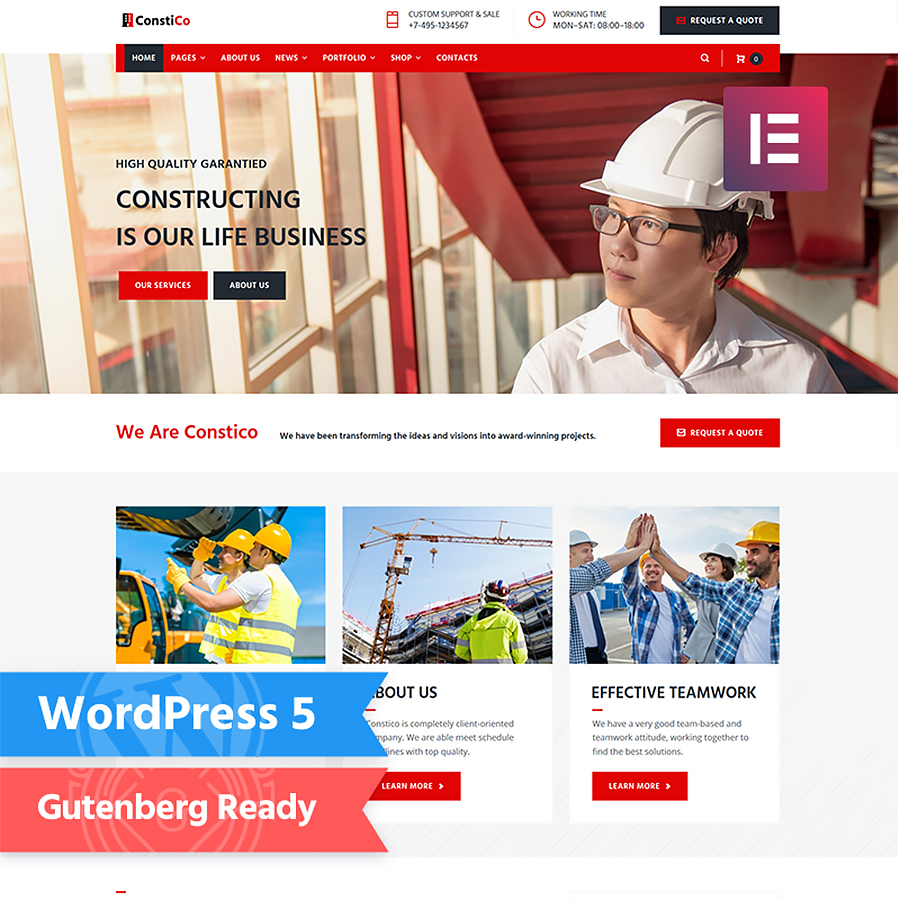 Tema WordPress per Elementor di costruzione