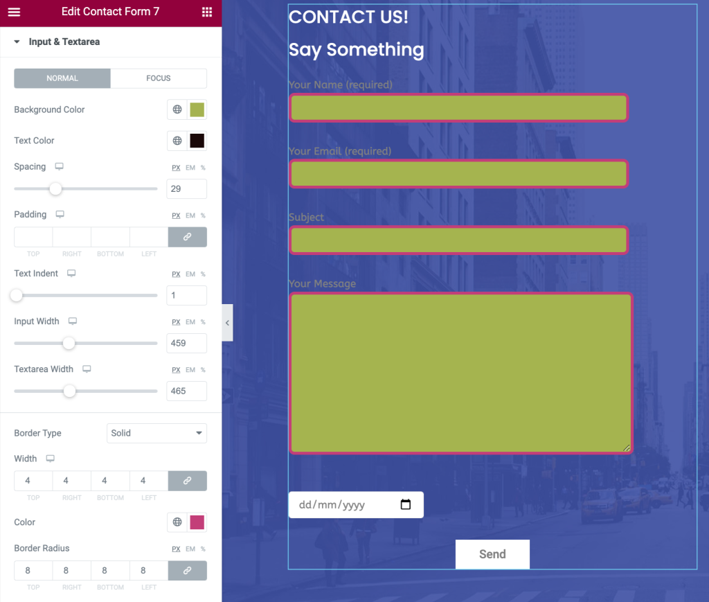 opsi gaya untuk input & textarea