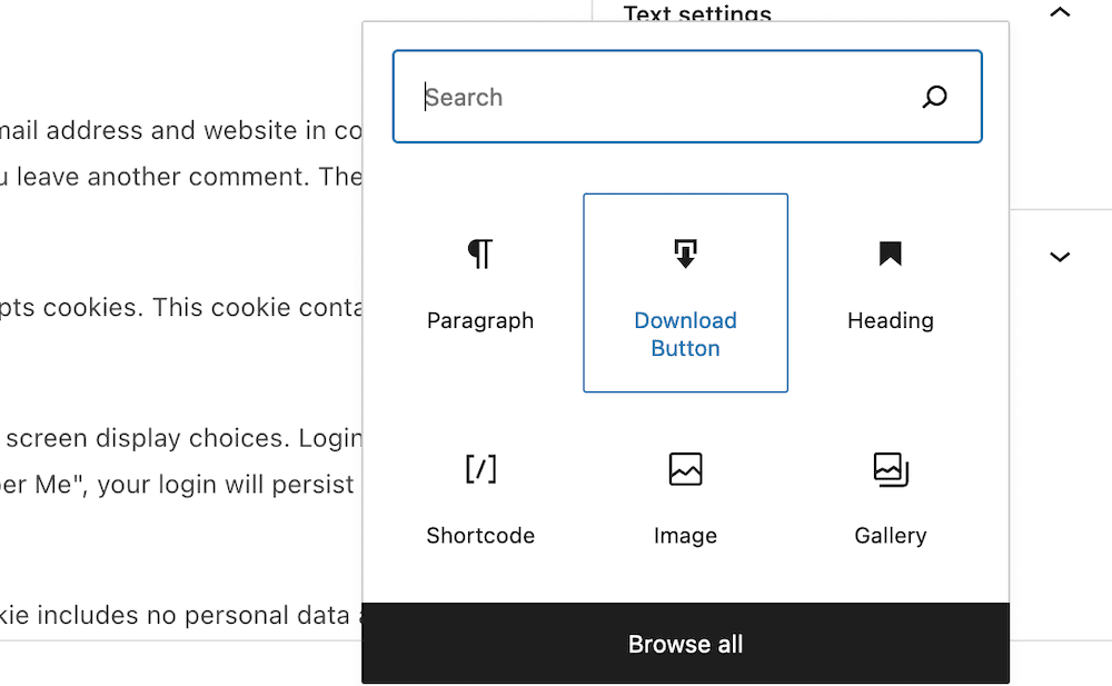 Botão de download