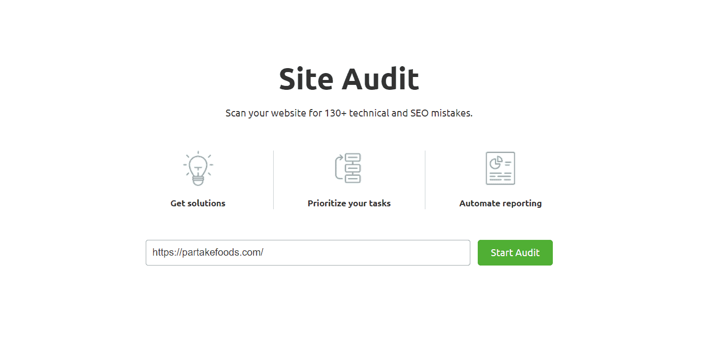 Auditul site-ului SEMrush