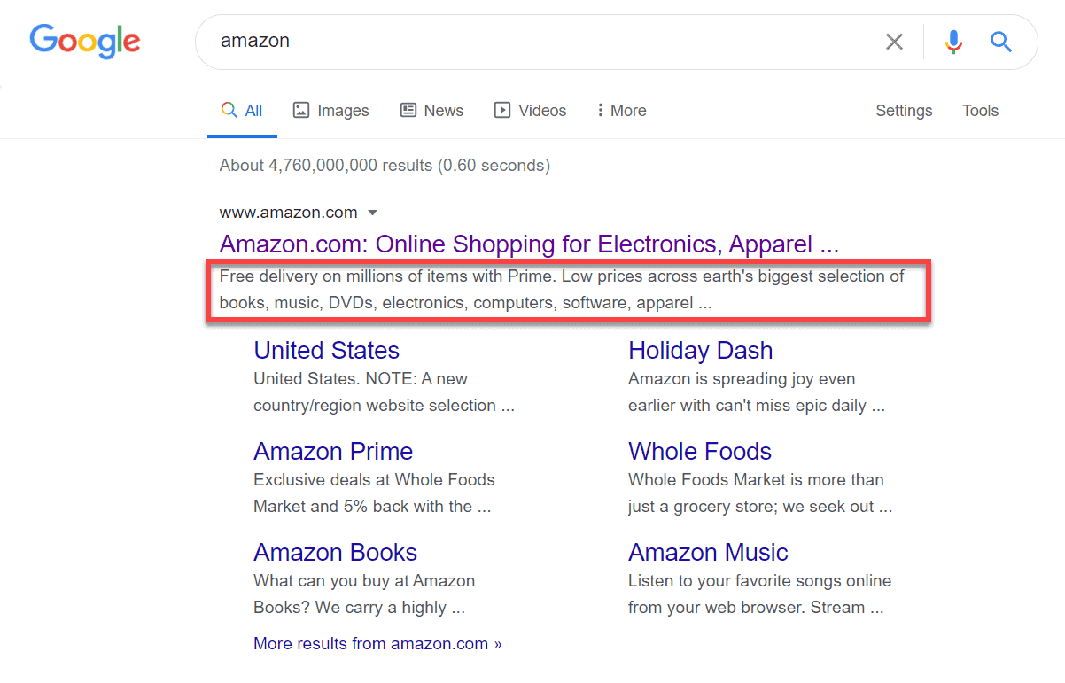 Căutare Google pe Amazon