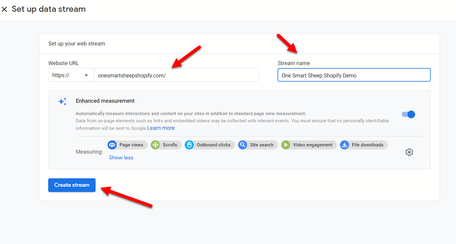 Google Analytics a configurat fluxul de date