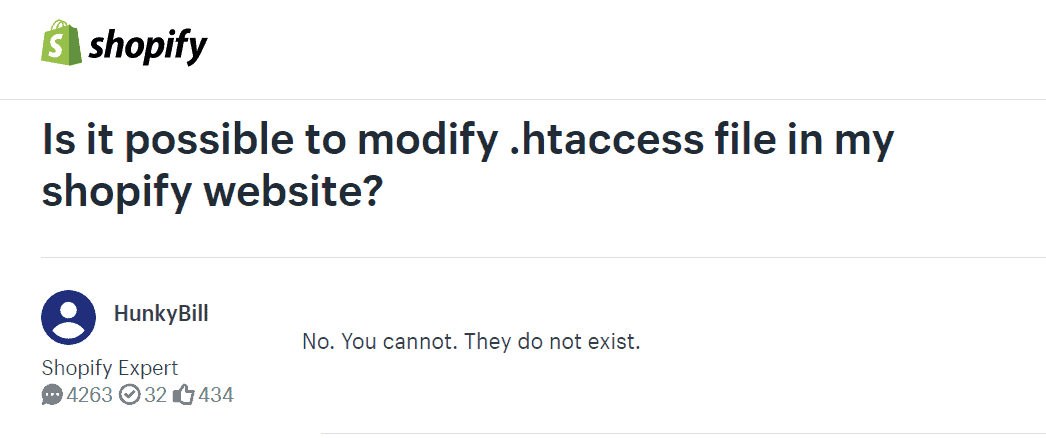 Modificarea htaccess în Shopify