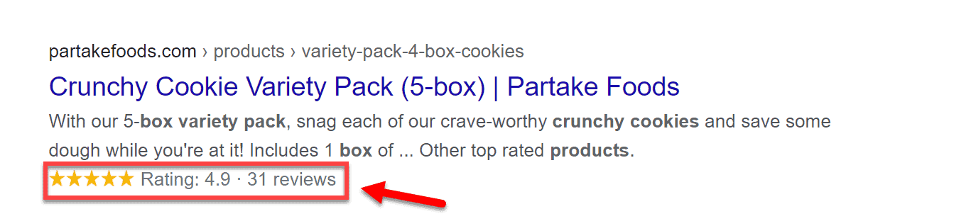 Rezultat Google pachet de varietate de cookie-uri crocante