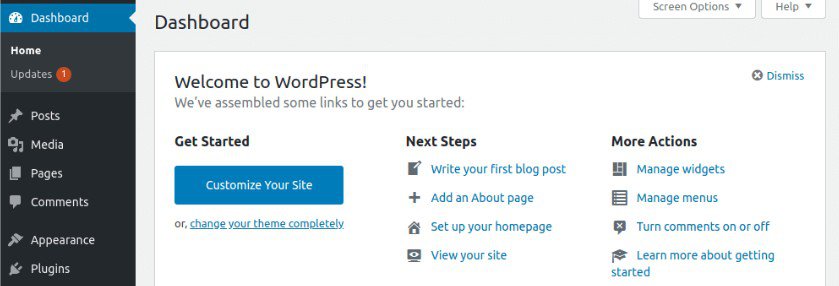 WordPress kontrol paneli