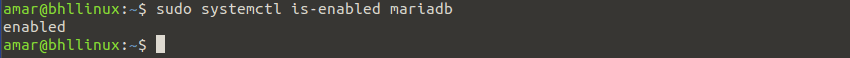 MariaDB'nin sistem yeniden başlatıldığında başlamak için etkinleştirildiğinden emin olun