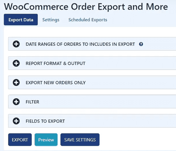 Opzioni WooCommerce Order Export Pro