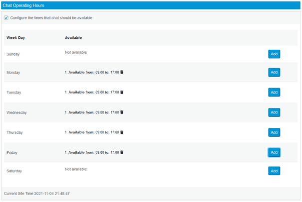 Orele de funcționare 3CX Live Chat