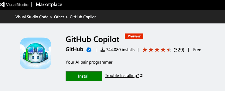 Extensie de cod VS - GitHub Copilot