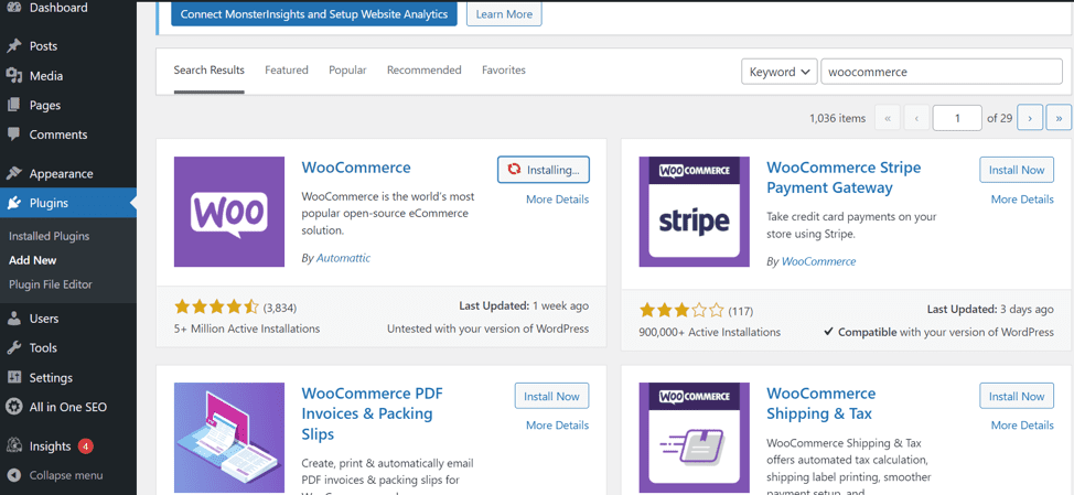 插件搜索結果 WooCommerce