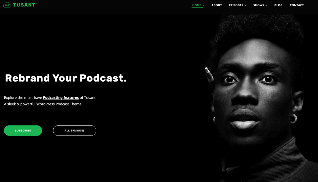 Tema Tusant WordPress pentru podcastori.
