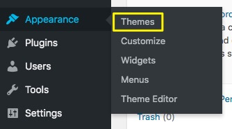 Menu de temas no WordPress.