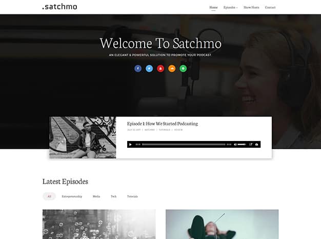 Tema de podcast Satchmo WordPress