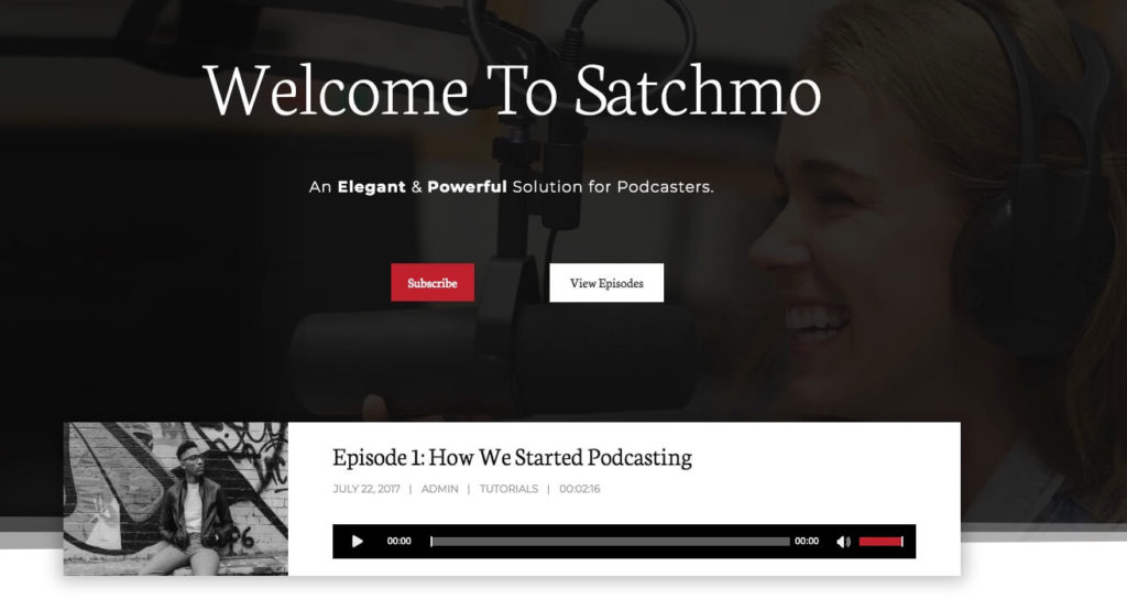 Tema de podcast Satchmo WordPress.