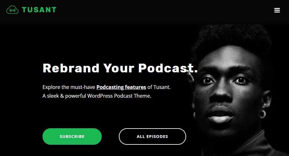 Tema de podcast Tusant WordPress.