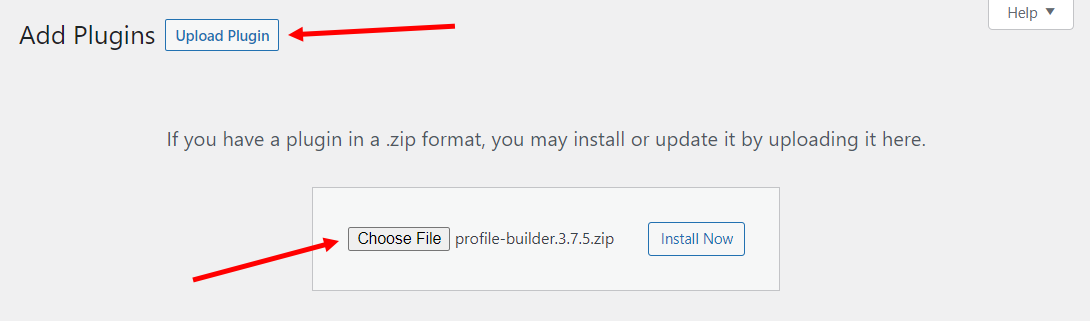 Mengunggah plugin Pembuat Profil ke WordPress