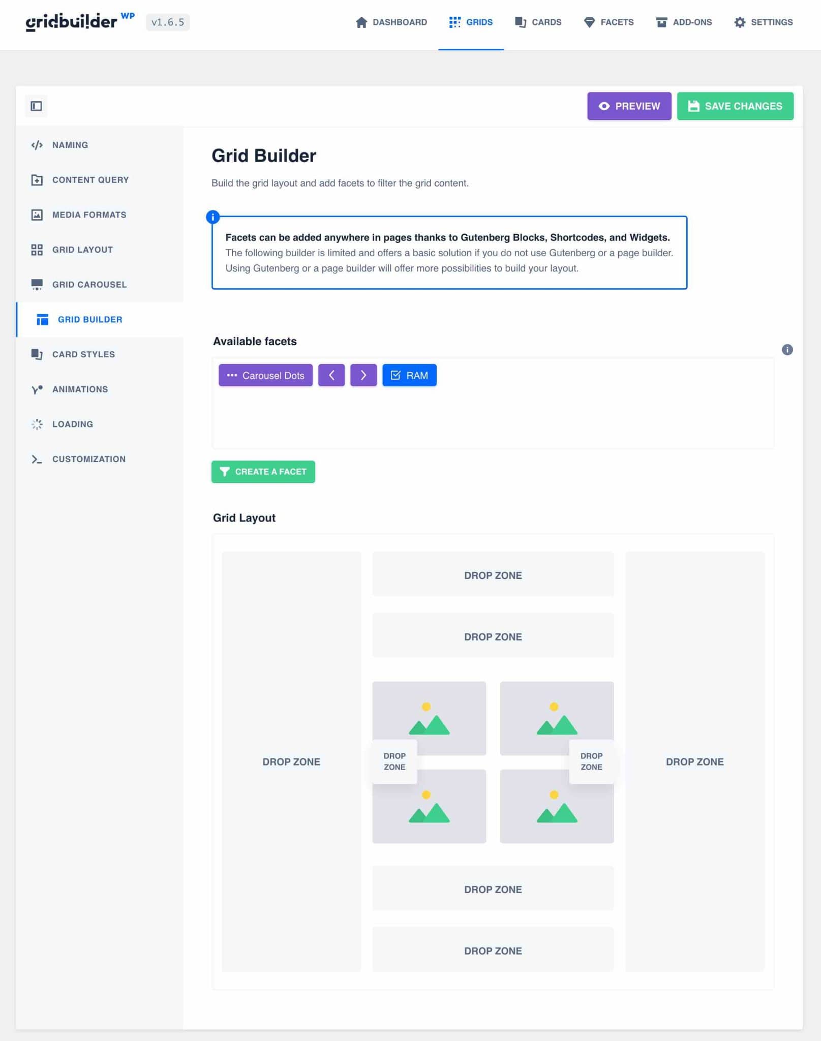 Fila Grid Builder în WP Grid Builder.