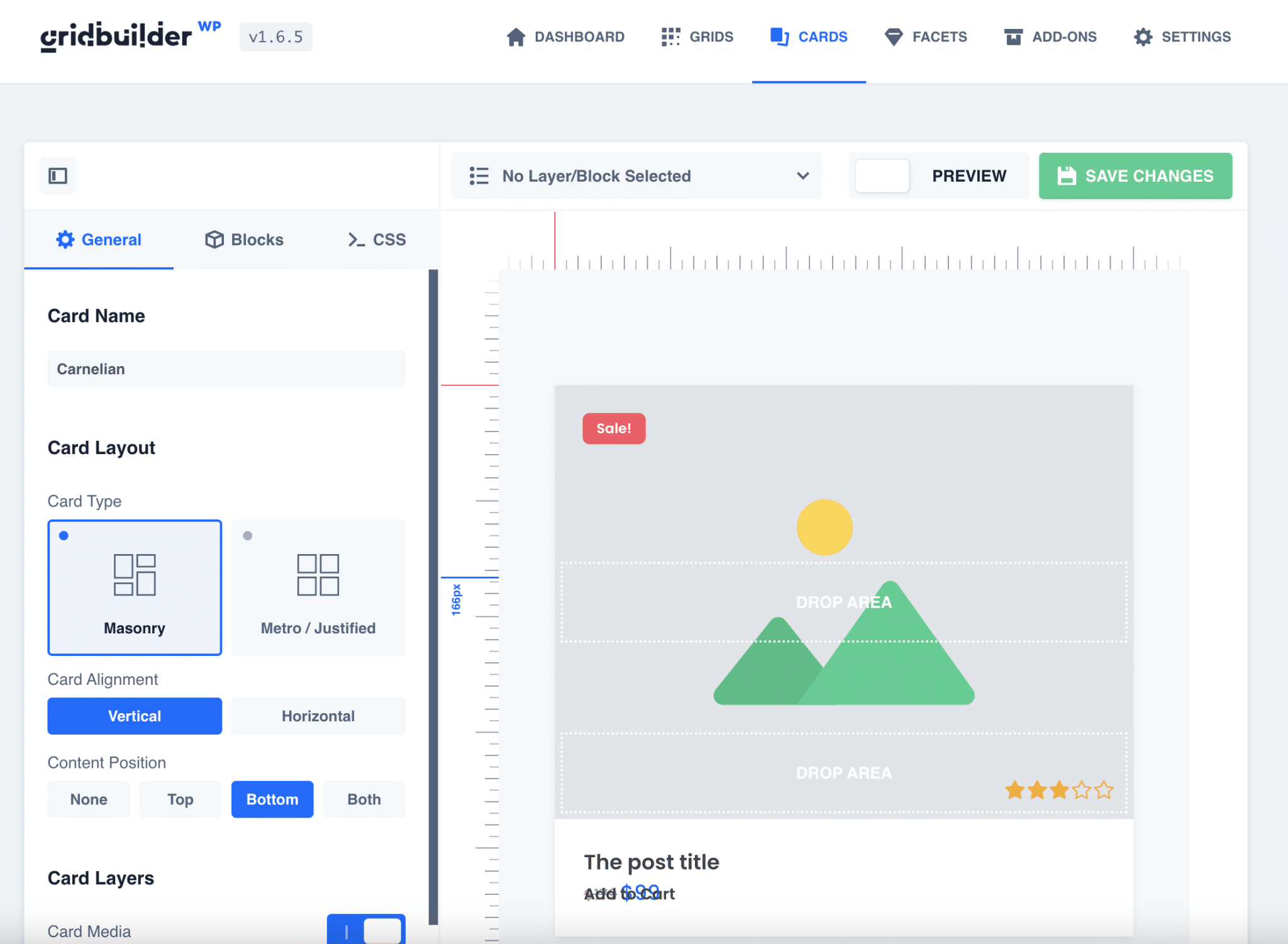 Șablon de card Carnelian oferit de WP Grid Builder.