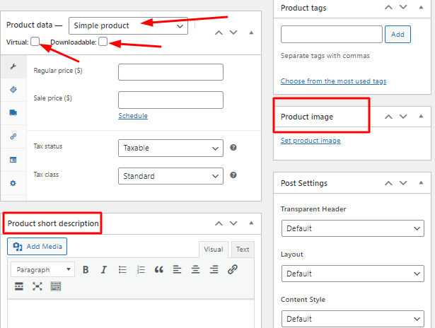 Woocommece custom product setup options