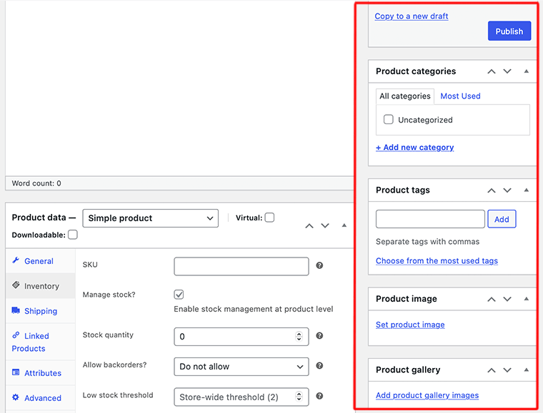 Setări suplimentare pentru produs WooCommerce