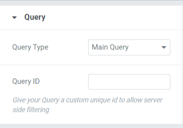 Secțiunea de interogare din fila Conținut a widget-ului Slider Card