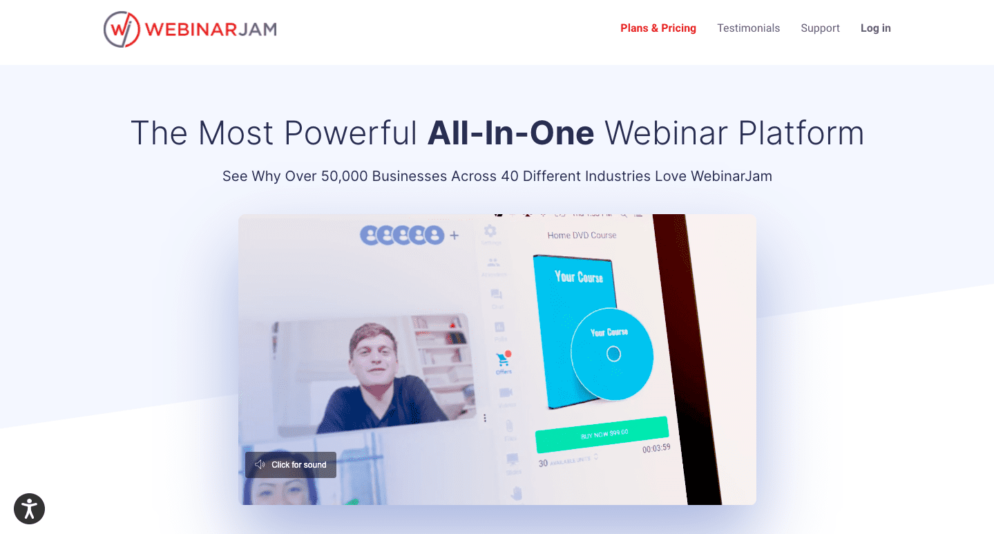 WebinarJam açılış sayfası