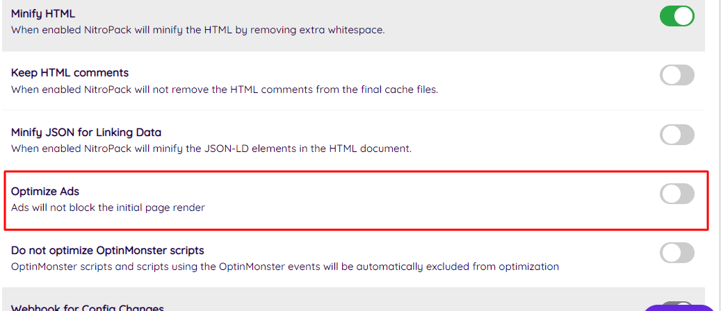 Nitropack ads code optimization
