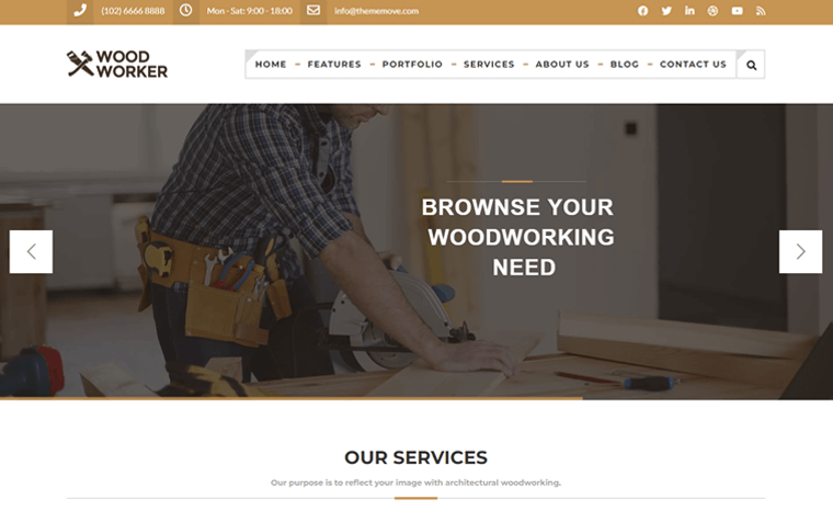 WoodWorker - Meilleurs thèmes WordPress pour charpentiers