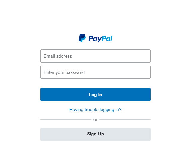 Panel logowania Paypal