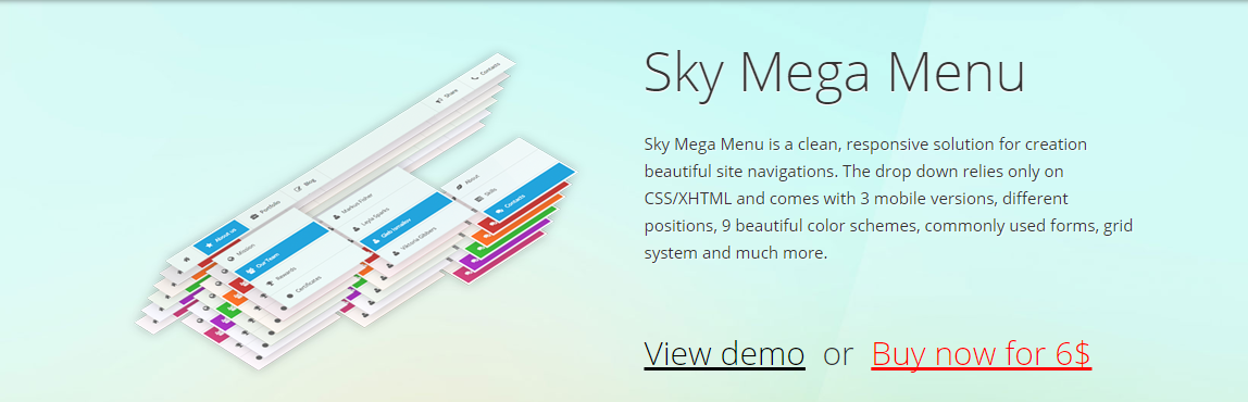 Pluginul Sky Mega Menu