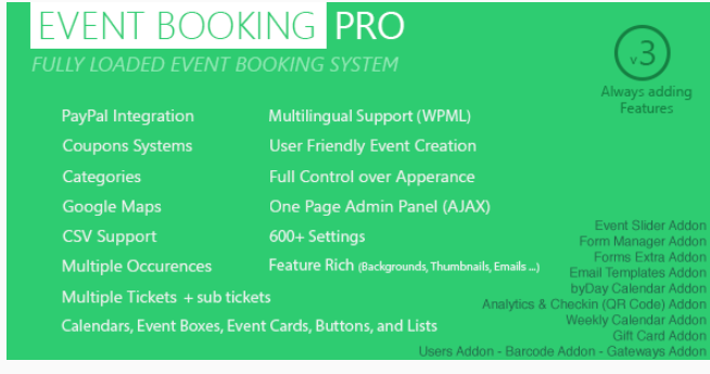 البرنامج المساعد للحجز Event Booking Pro WordPress