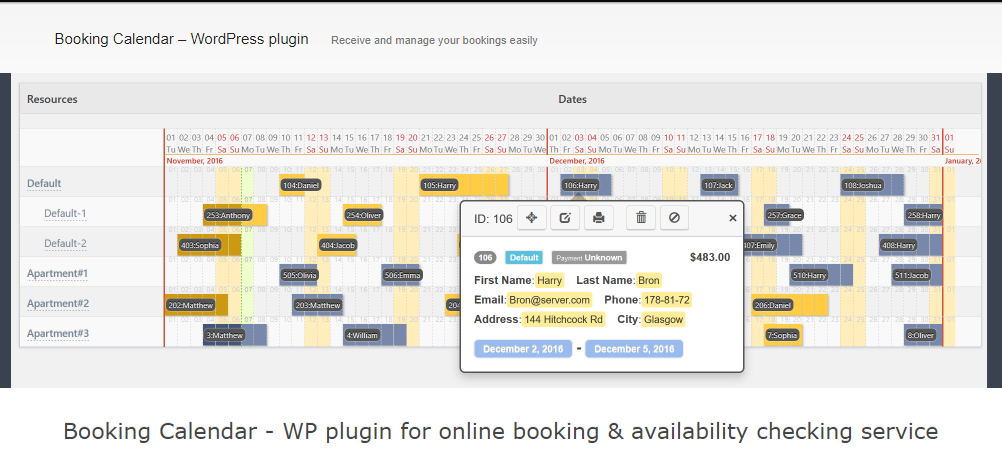 Plugin de calendrier de réservation