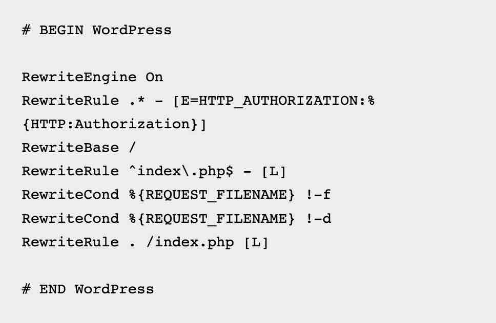 Un example de fichier .htaccess 建議與 WordPress 相提並論。