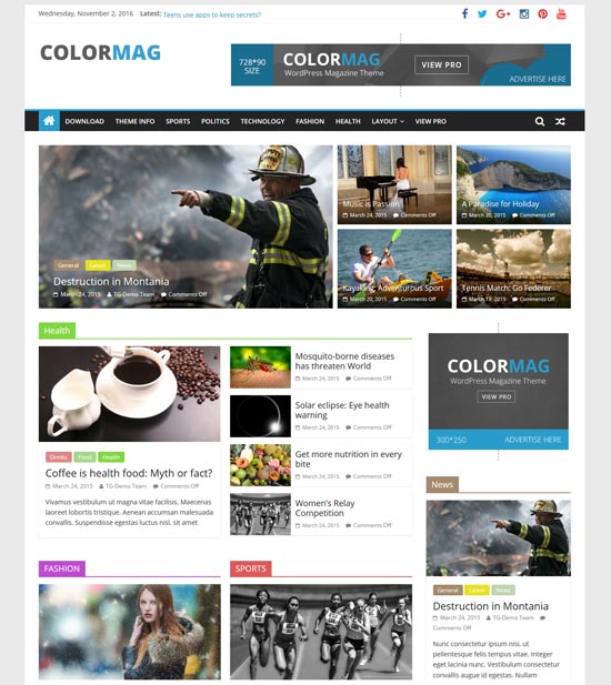 darmowy responsywny magazyn colormag motyw WordPress