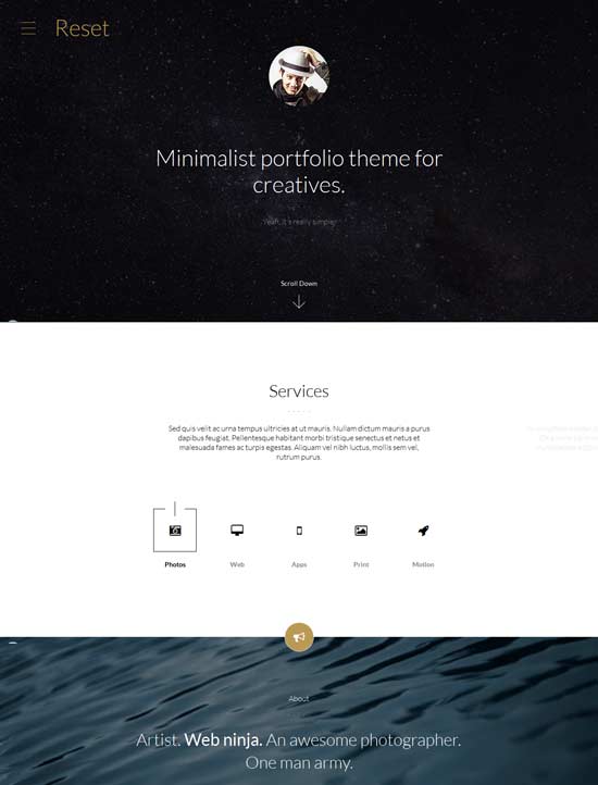 Сброс-Минималистичная-Портфолио-Тема