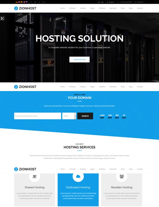 zionhost 网络托管业务 WordPress 主题