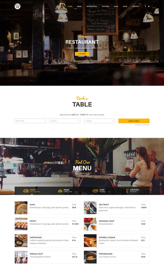 resca - motyw restauracji WordPress