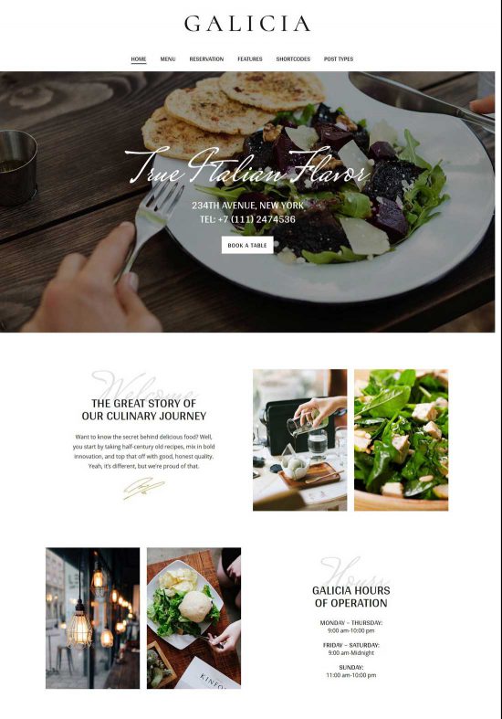 Motyw wordpress restauracji galicia