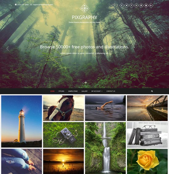 pixgraphy ธีม WordPress การถ่ายภาพตอบสนองฟรี