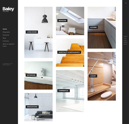 motyw wordpress do projektowania wnętrz bailey