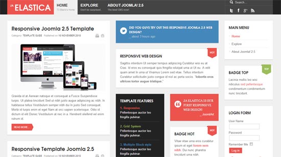 JA Elastica Responsive Joomla Template