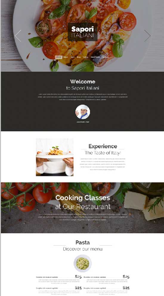 Sapori - ธีม drupal ที่ตอบสนองสำหรับร้านอาหาร